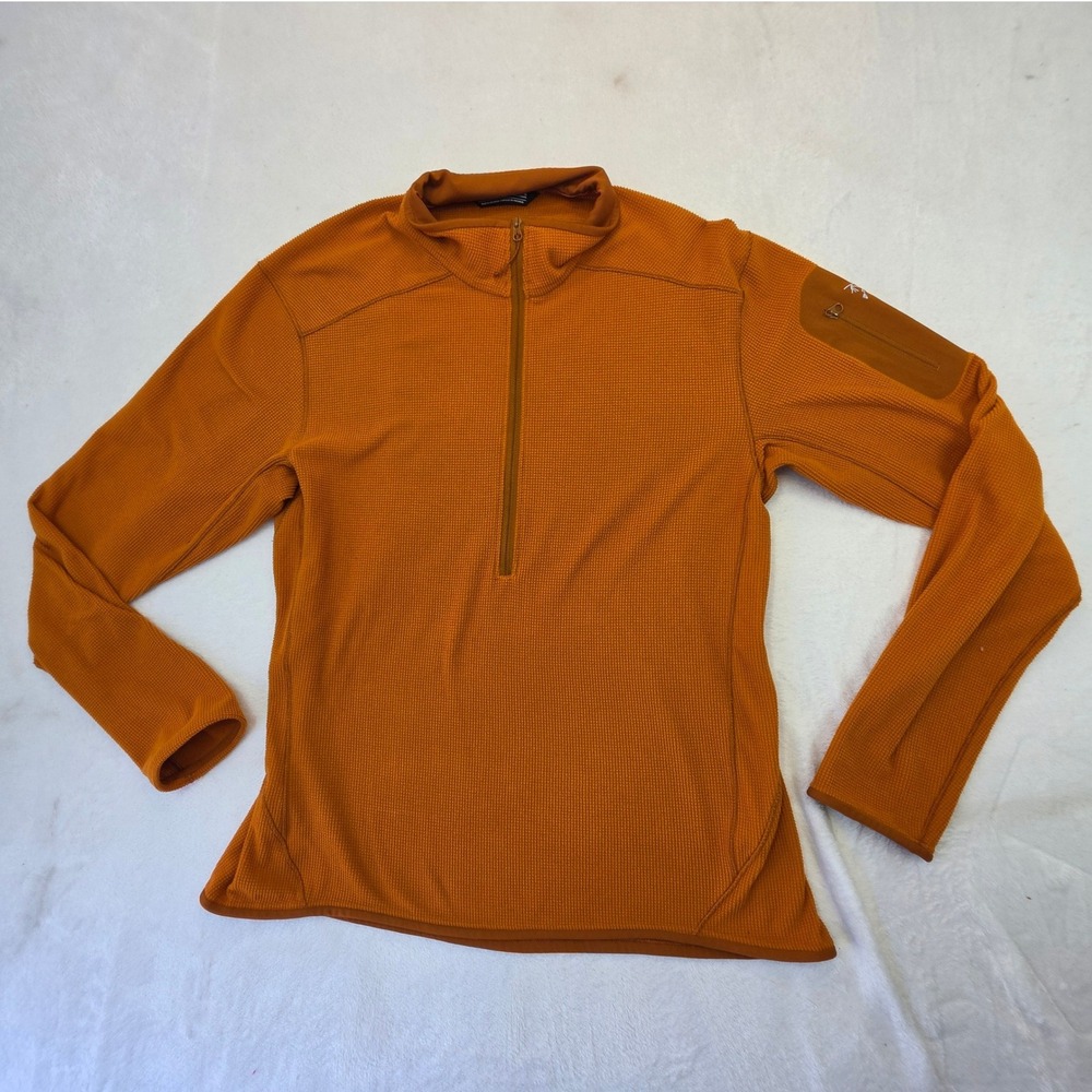 Arcteryx Delta LT Zip Neck Grid Fleece Pullover Burnt Orange Mens M